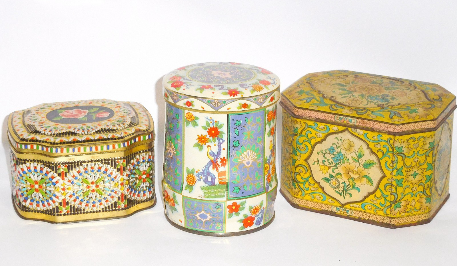 (3) Vintage English Biscuit / Tea Tins 1 Horner 2 Daher