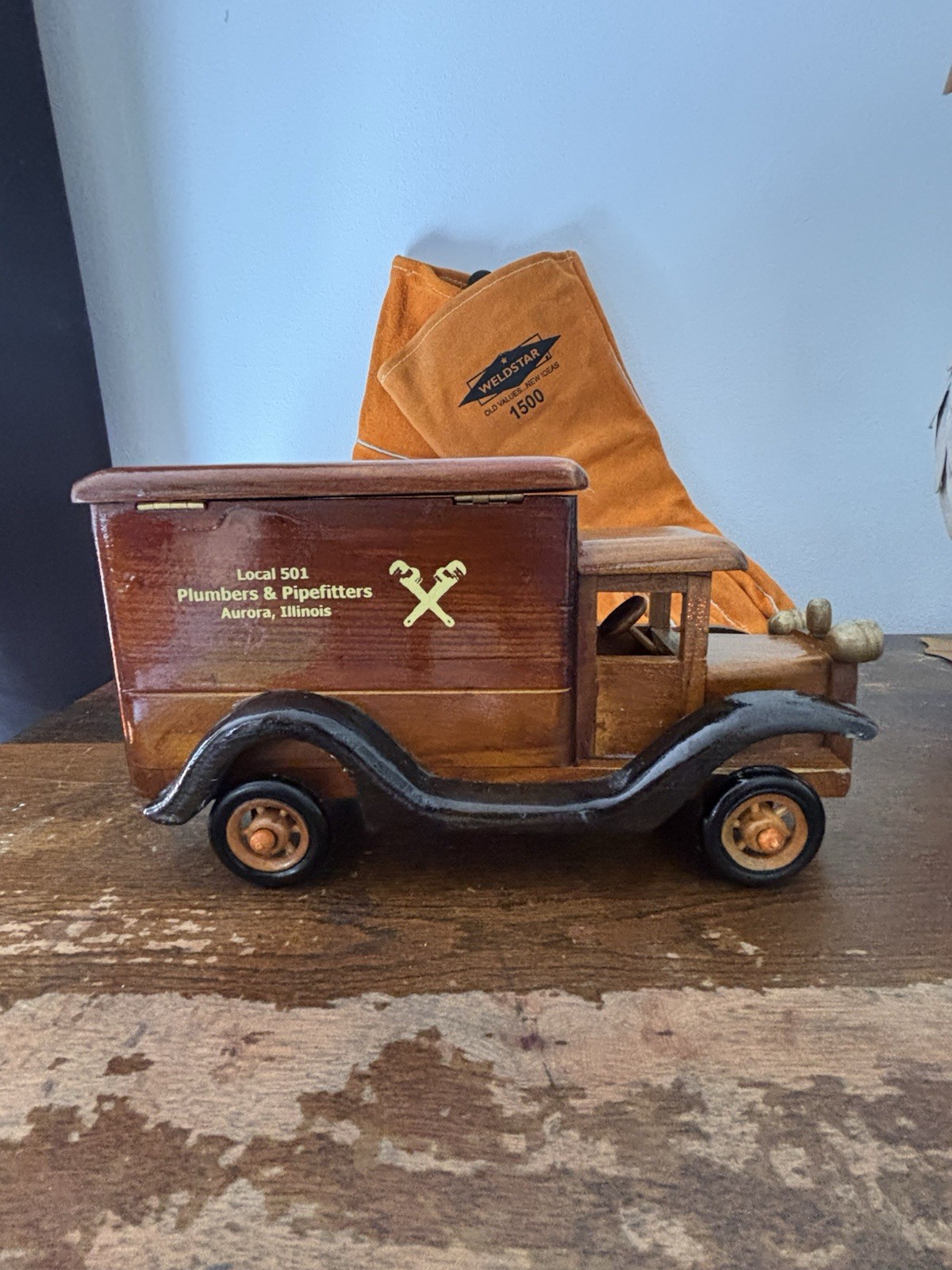 Plumber Union Local Wood Truck Jewelry Storage Trinket Box New In Box Vintage