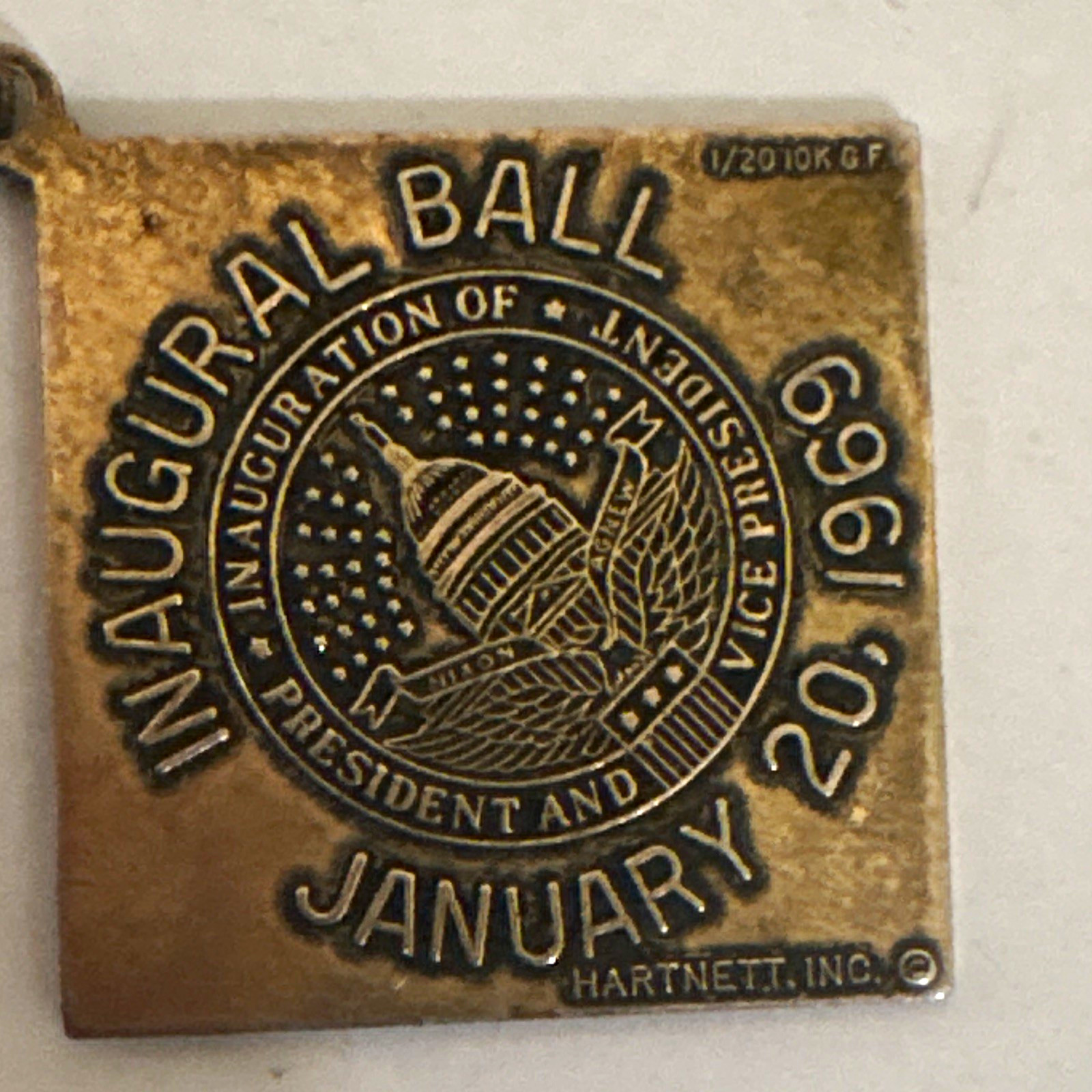 Vintage Richard Nixon 1969 Inaugural Ball Pendant 1/20 10K Gold Filled Political