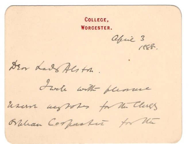 Rev. Thomas Teignmouth Shore Signed Note 1888 /Autographed Chaplain to The Queen