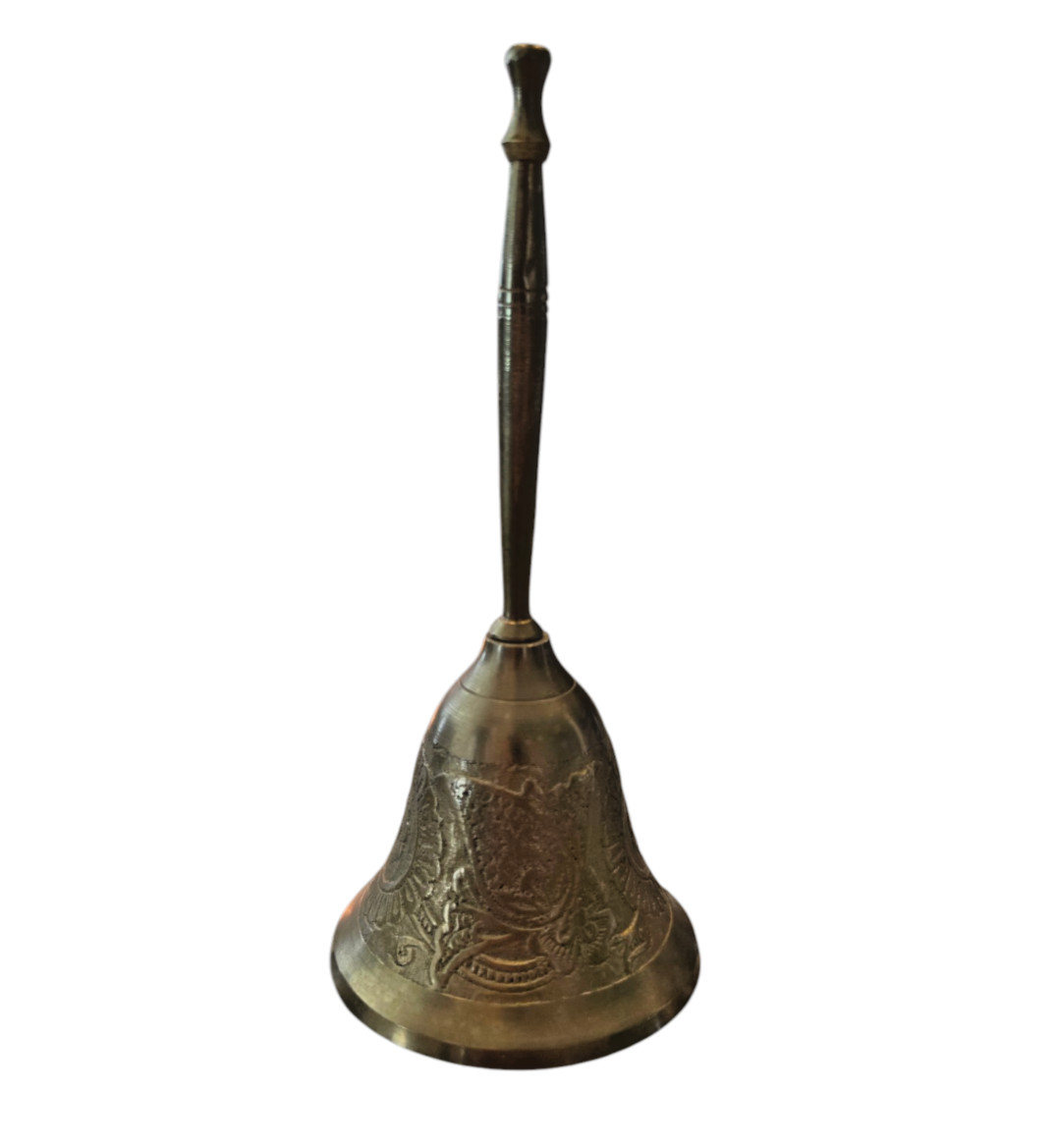 Vintage 1940s India Brass Handheld Decorative Bell Vintage 1940s India Brass Handheld Decorative Bell