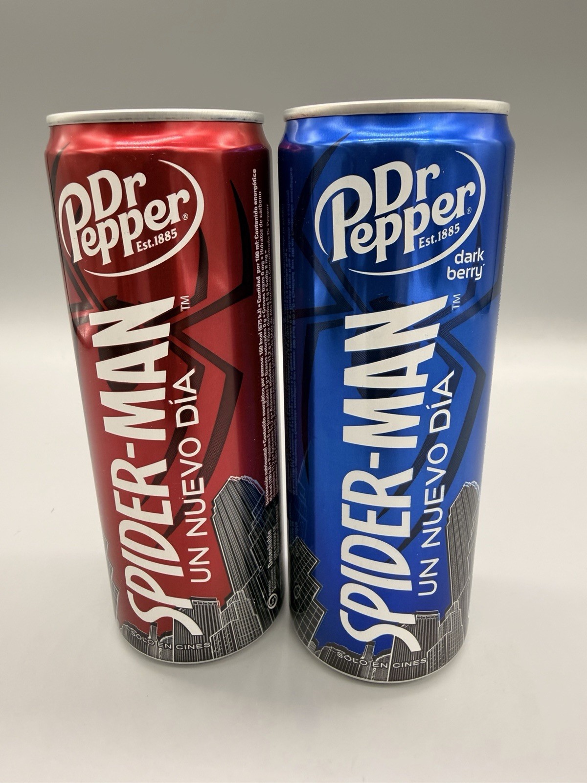 Dr Pepper Spider-Man Un Nuevo Dia Mexico Cans Set Original & Dark Berry Limited