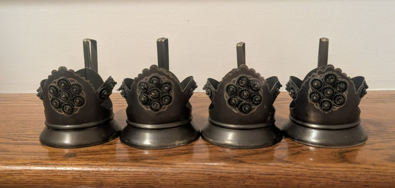Vintage Soviet Russian Tea Glass Holders Podstakannik Set of 4, AS IS Vintage Soviet Russian Tea Glass Holders Podstakannik Set of 4, AS IS
