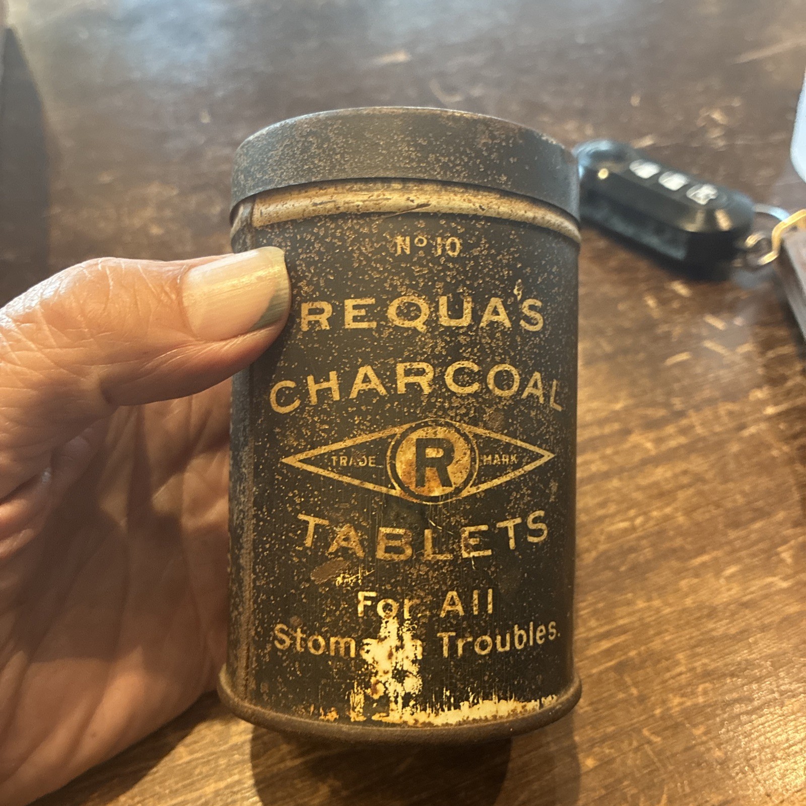 Antique Large Advertising Tin Charcoal Tablets New York Display Tin