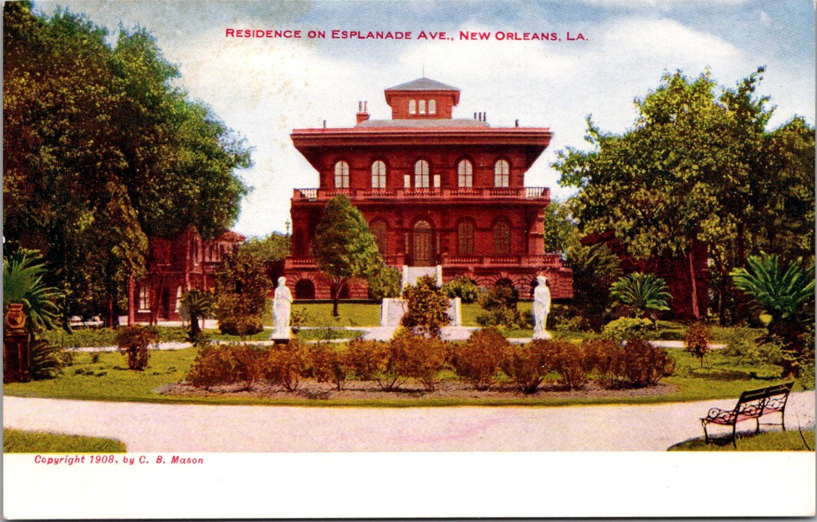 Esplande Ave Home Residence  New Orleans Louisiana c1908 Postcard DB Antique