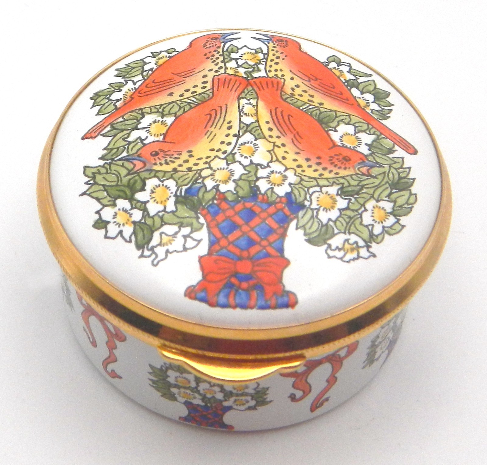 Vintage Staffordshire Enamels Trinket Box \ Vintage Staffordshire Enamels Trinket Box \