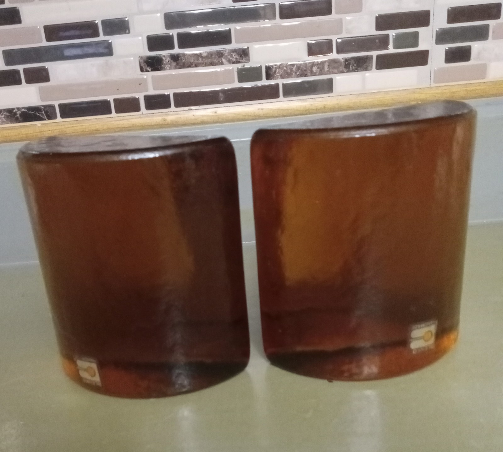 Blenko Art Glass Half Moon Bookends Amber Mid Century MCM *STUNNING* EUC Blenko Art Glass Half Moon Bookends Amber Mid Century MCM *STUNNING* EUC
