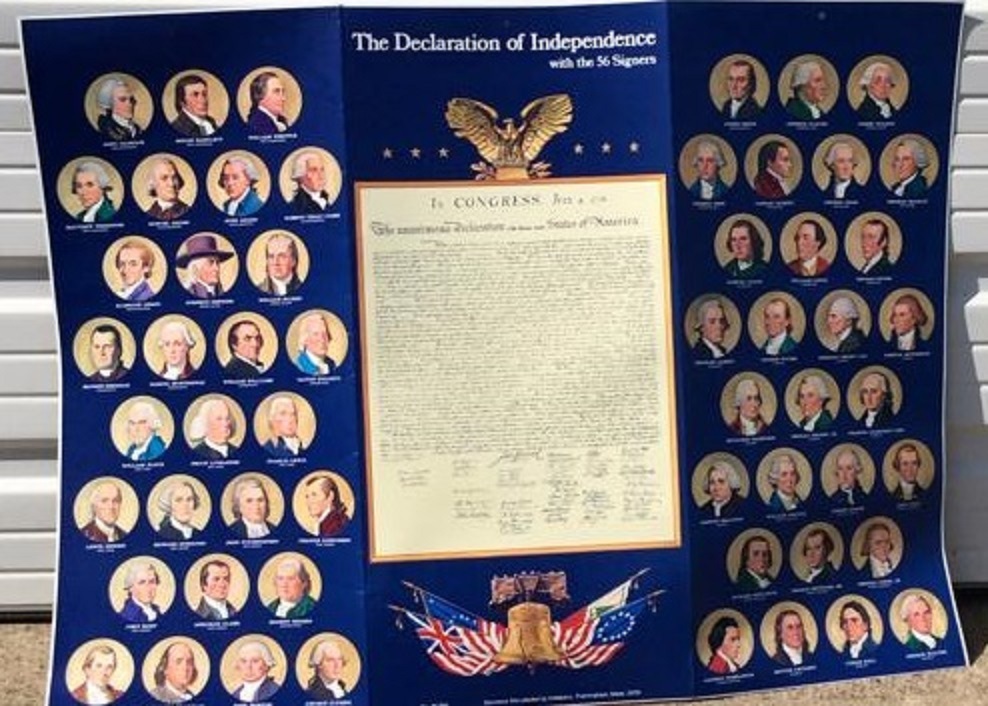 Vintage Declaration of Independence Cardboard Poster with Signers Vintage Declaration of Independence Cardboard Poster with Signers