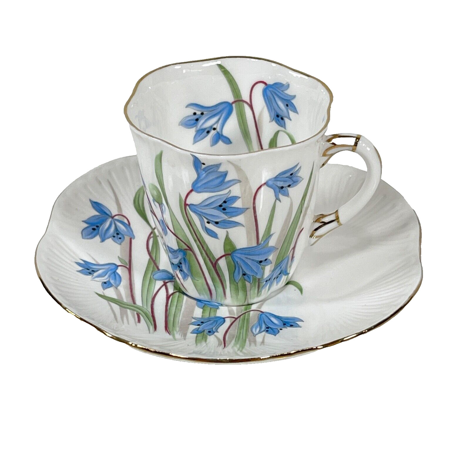 Vintage Shelley England 14012 SCILLA Blue Flower Cup and Saucer Set