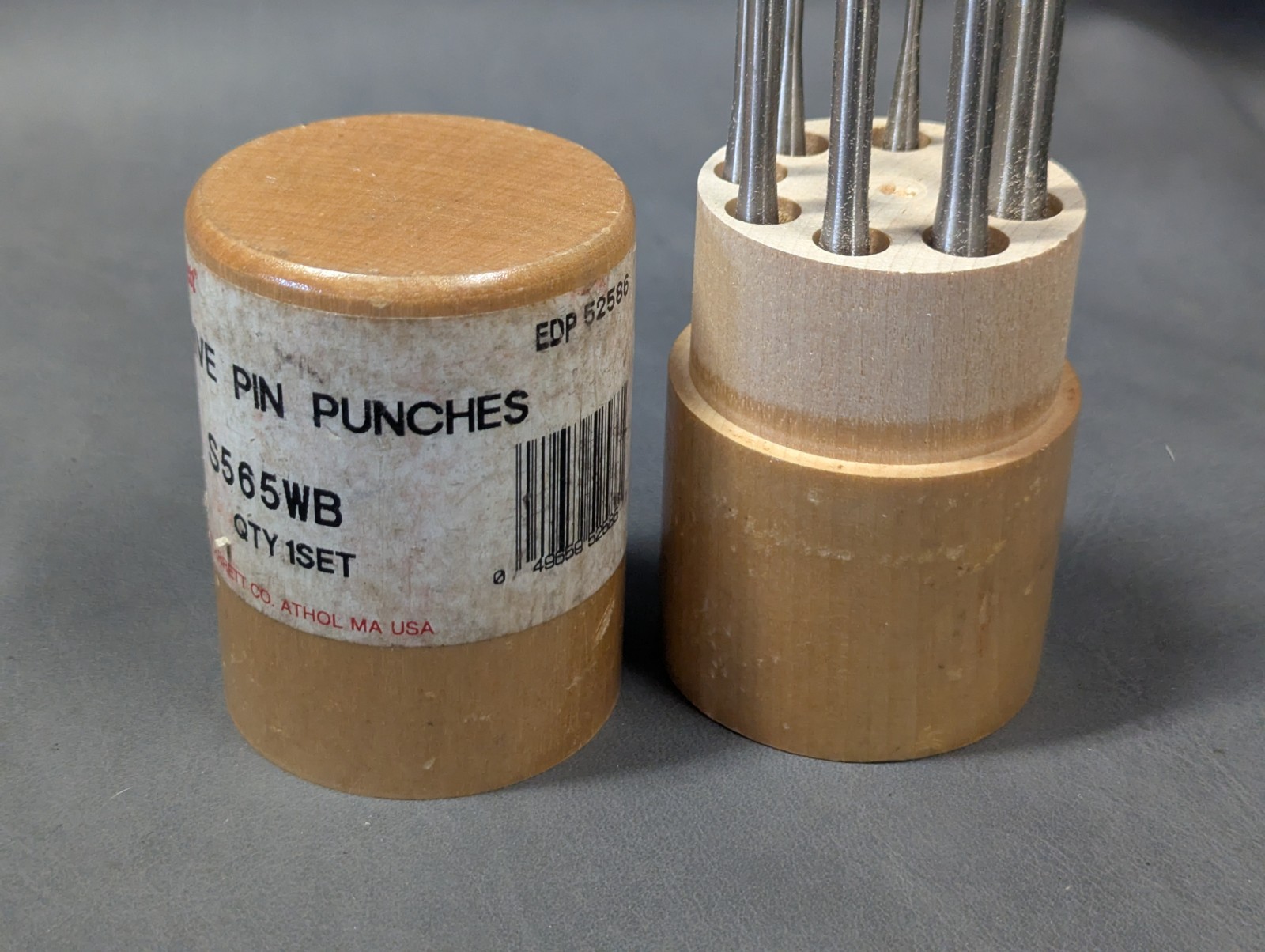 Vintage 8pc. The L.S. STARRETT Co. #S565WB Drive Pin Punch Set in Wood Case USA Vintage 8pc. The L.S. STARRETT Co. #S565WB Drive Pin Punch Set in Wood Case USA