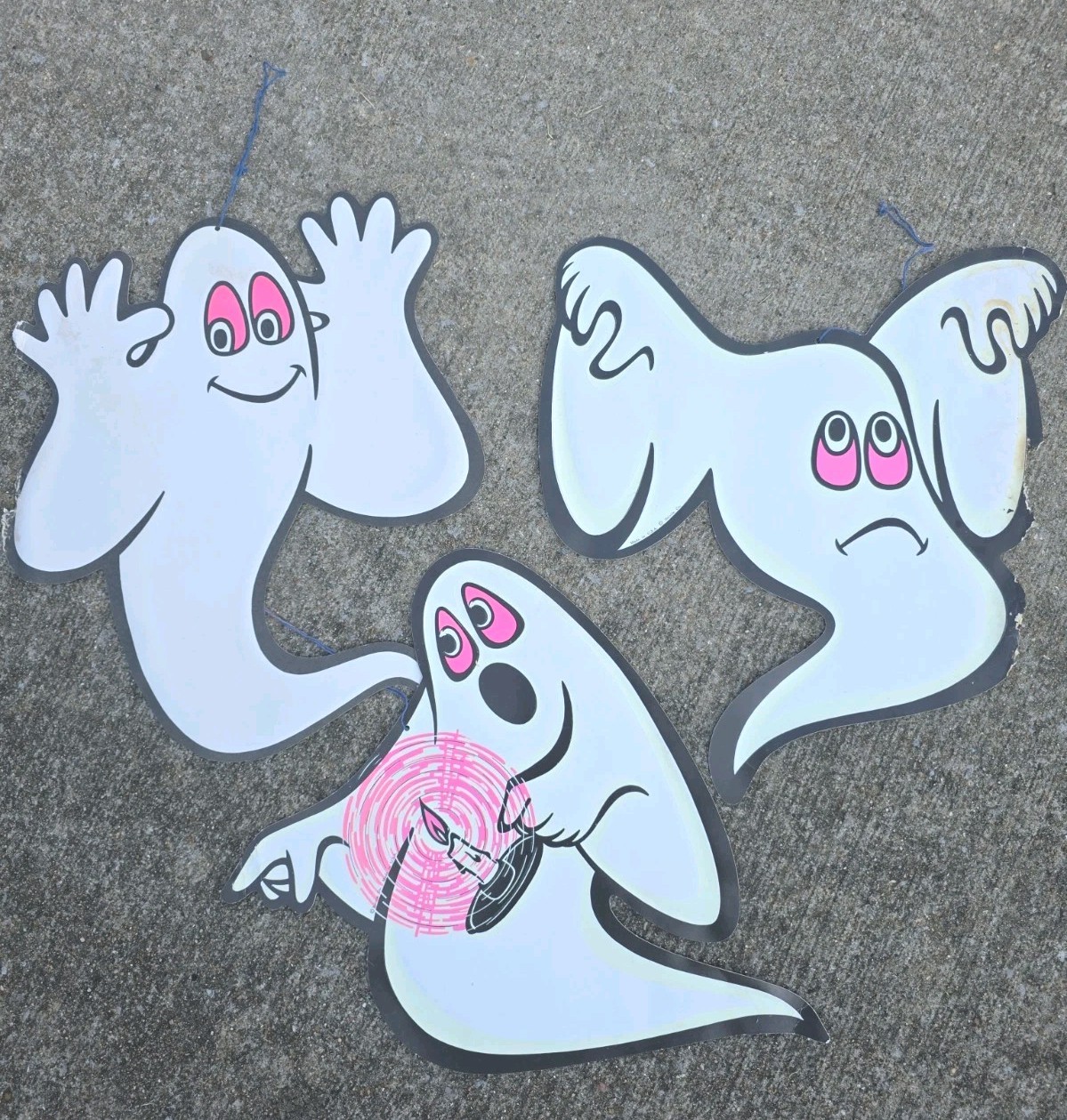 3 Vintage Beistle Co. Glow-In-The-Dark Ghost Die-Cuts Halloween Décor USA 3 Vintage Beistle Co. Glow-In-The-Dark Ghost Die-Cuts Halloween Décor USA
