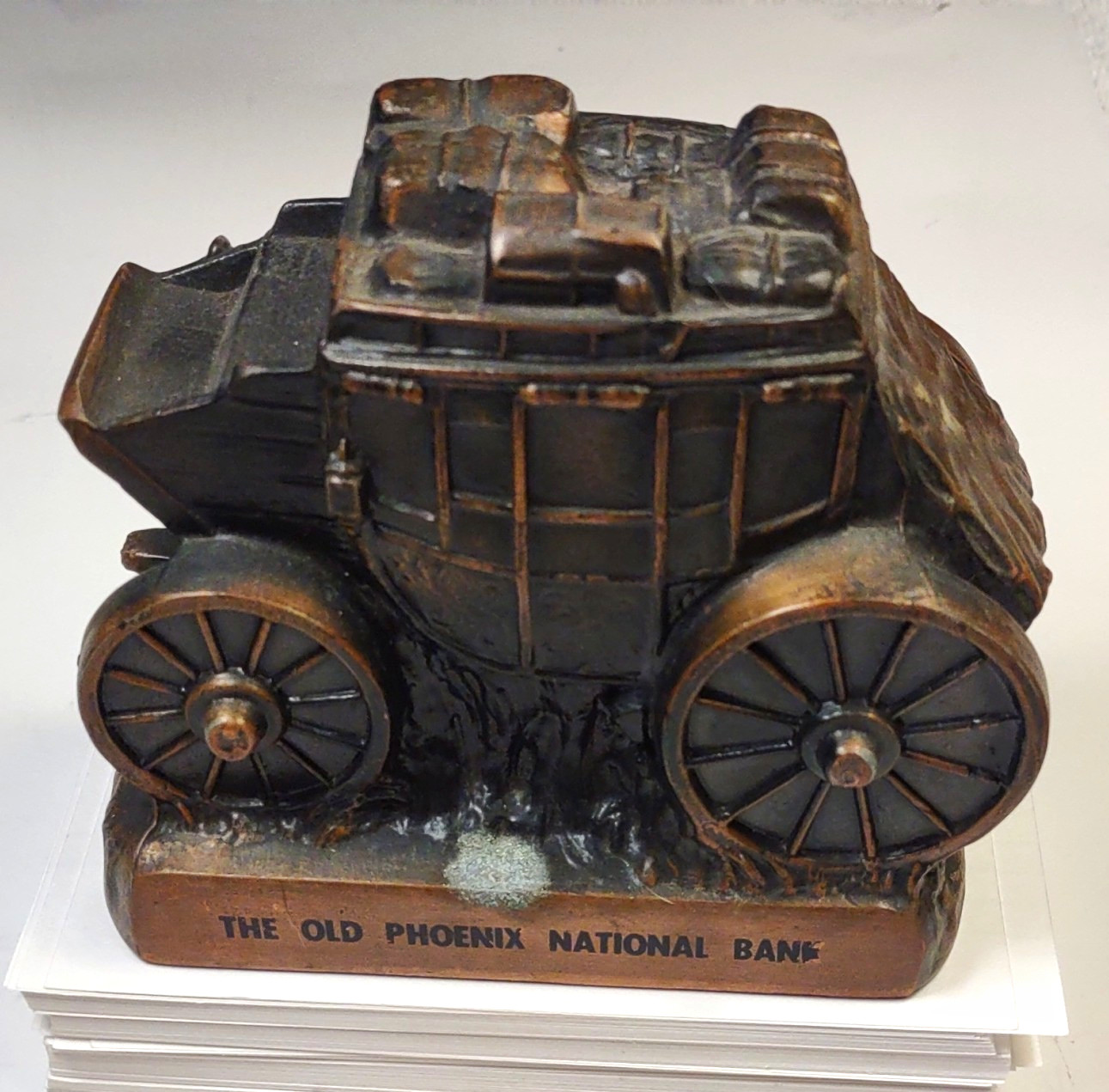 Banthrico Inc Old Phoenix National Bank Metal Stagecoach Coin Bank