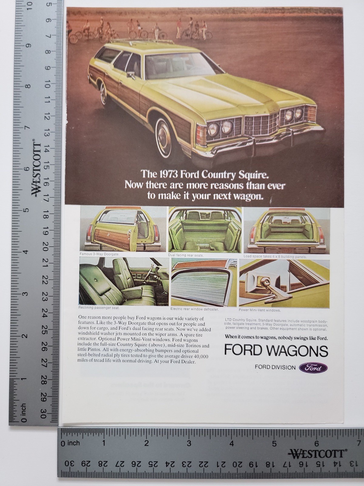 Vintage 1973 Ford Country Squire Wagon Authentic Magazine Ad Ephemera