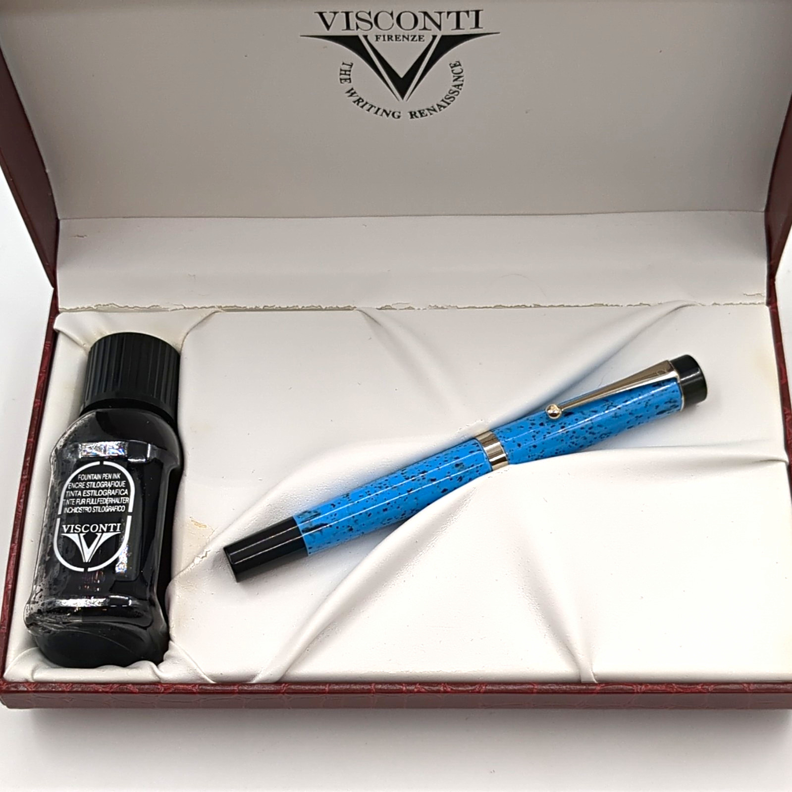 Visconti I Coloniali Fountain Pen Blue With Black Ink In Box Italy Visconti I Coloniali Fountain Pen Blue With Black Ink In Box Italy