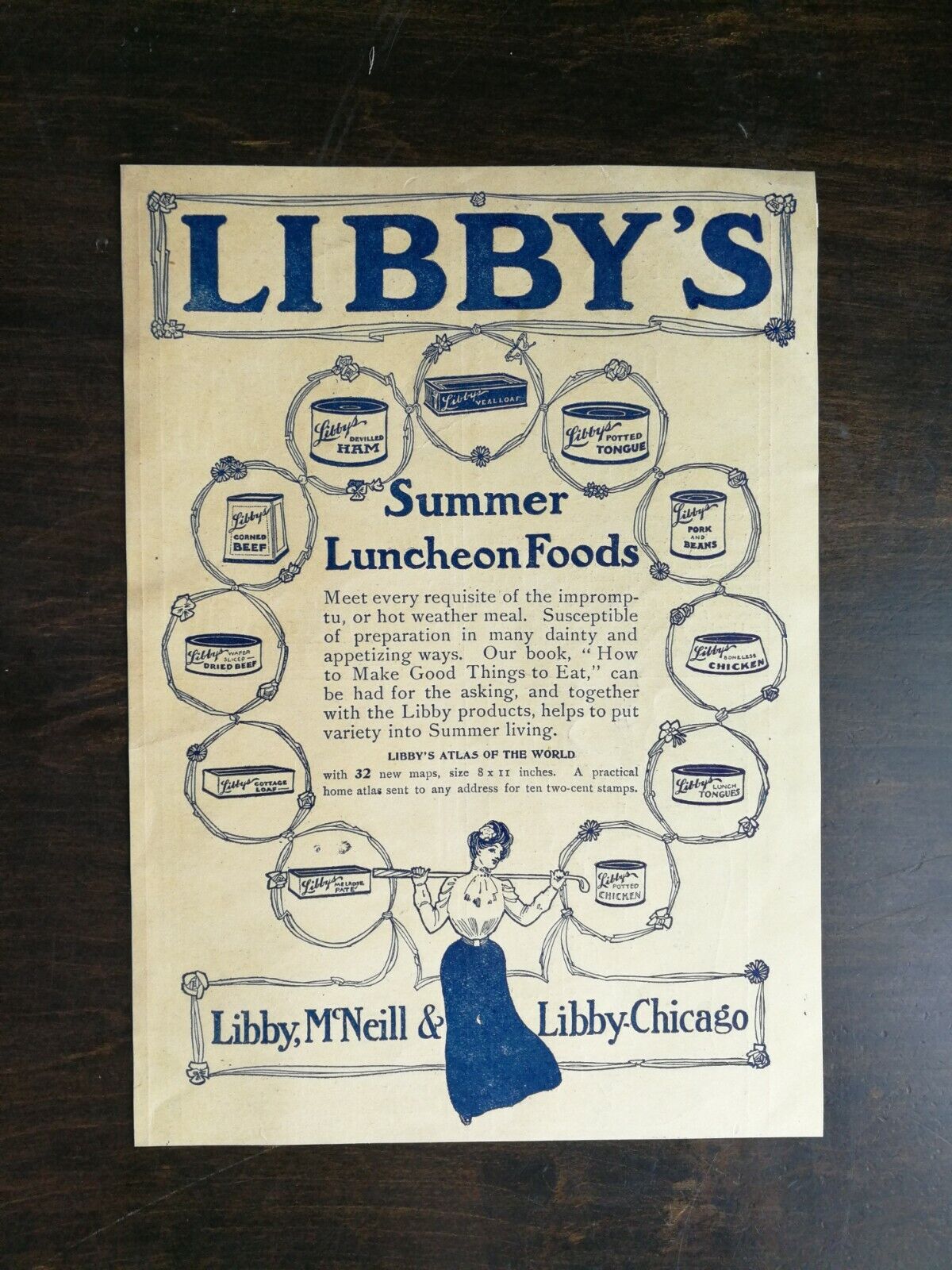 Vintage 1901 Libby\'s Summer Luncheon Foods Full Page Original Ad