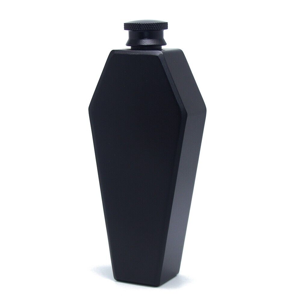 BLACK Mini Coffin Shape Hip Flask 100ml 3.5oz Steel Portable goth vampire emo