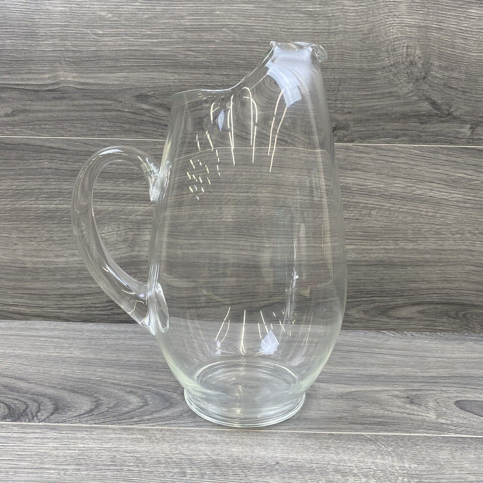 Vintage Clear Glass 28 oz. Contour Glass Pitcher 10.5” Water Juice Milk EUC