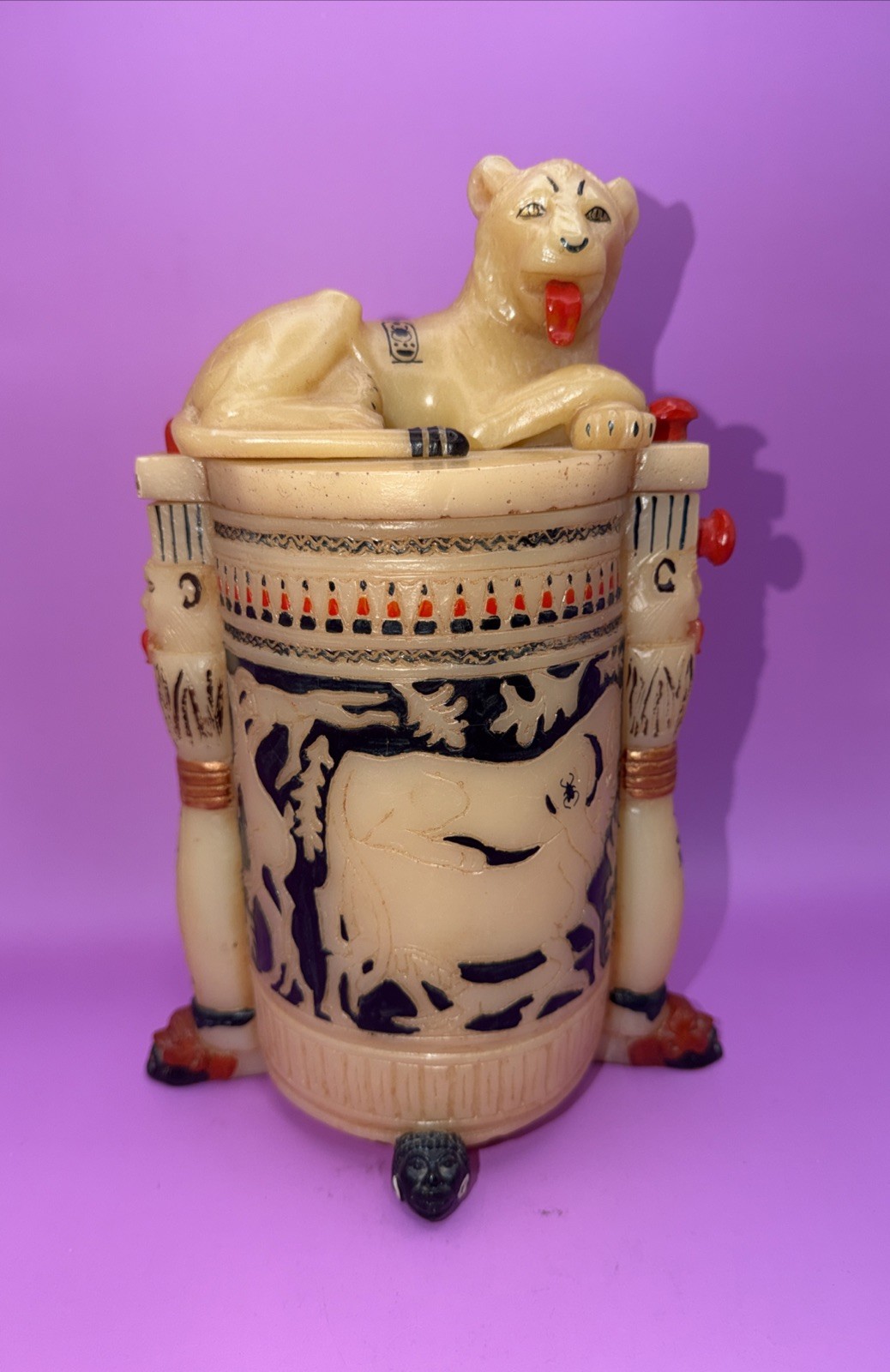 King Tutankhamun's Alabaster Cosmetic Jar with Lion Lid, a true Masterpiece. King Tutankhamun's Alabaster Cosmetic Jar with Lion Lid, a true Masterpiece.
