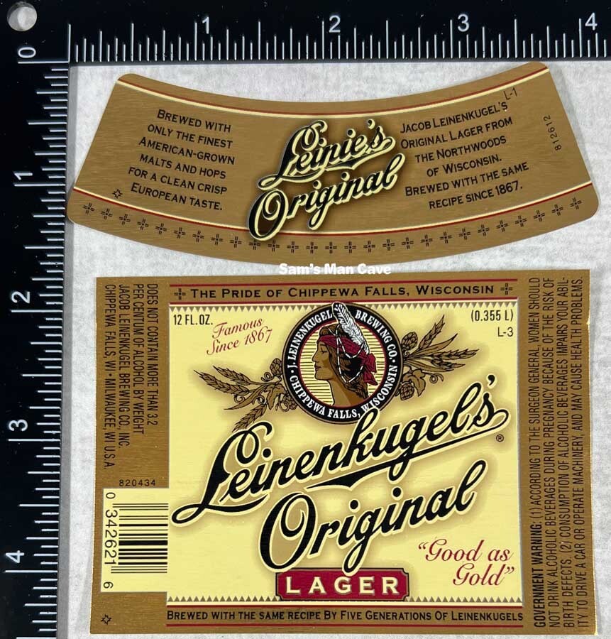 Leinenkugel's Original Lager Label with neck- WISCONSIN Leinenkugel's Original Lager Label with neck- WISCONSIN