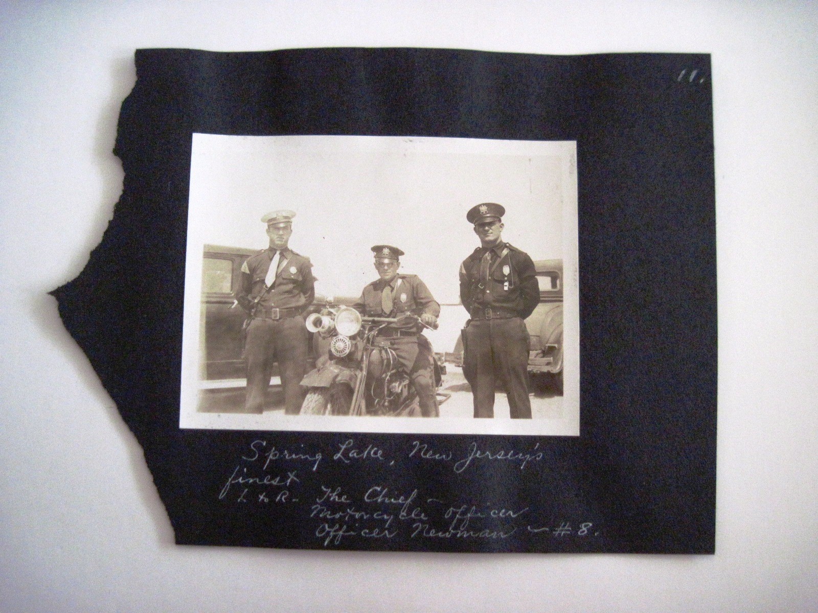 Vintage B&W Photo of 3 of Spring Lake, NJ Finest w/ Chief Motorcycle Officer  *
