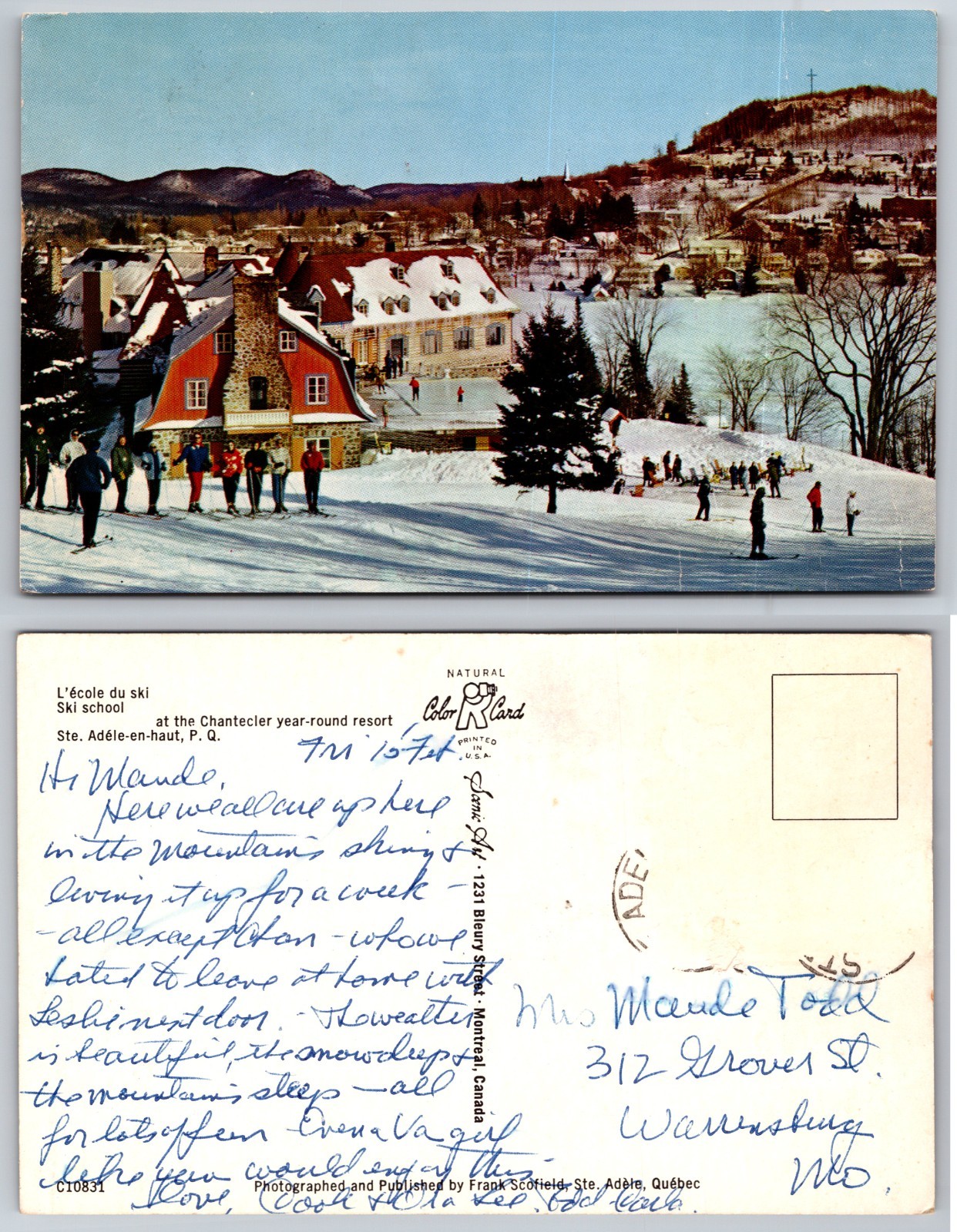 Lecole Du Ski Sainte Adele Quebec Canada Postcard Lecole Du Ski Sainte Adele Quebec Canada Postcard