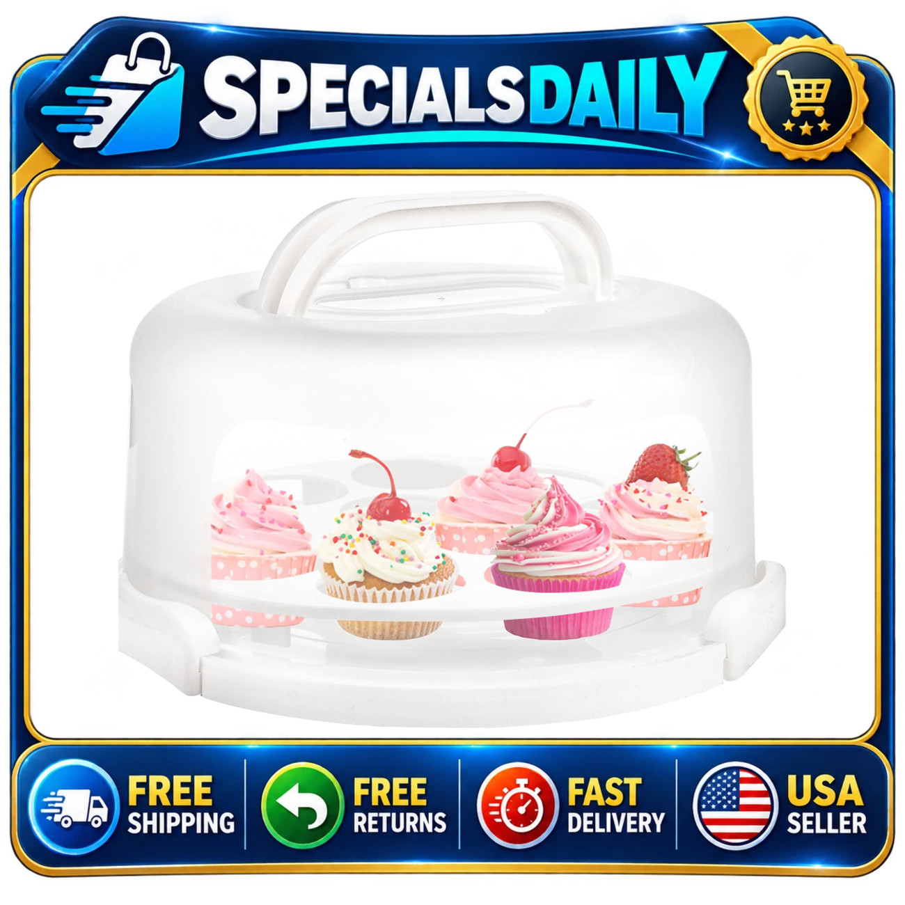 Collapsible Cake Carrier - Portable Round Container for 10\ Collapsible Cake Carrier - Portable Round Container for 10\