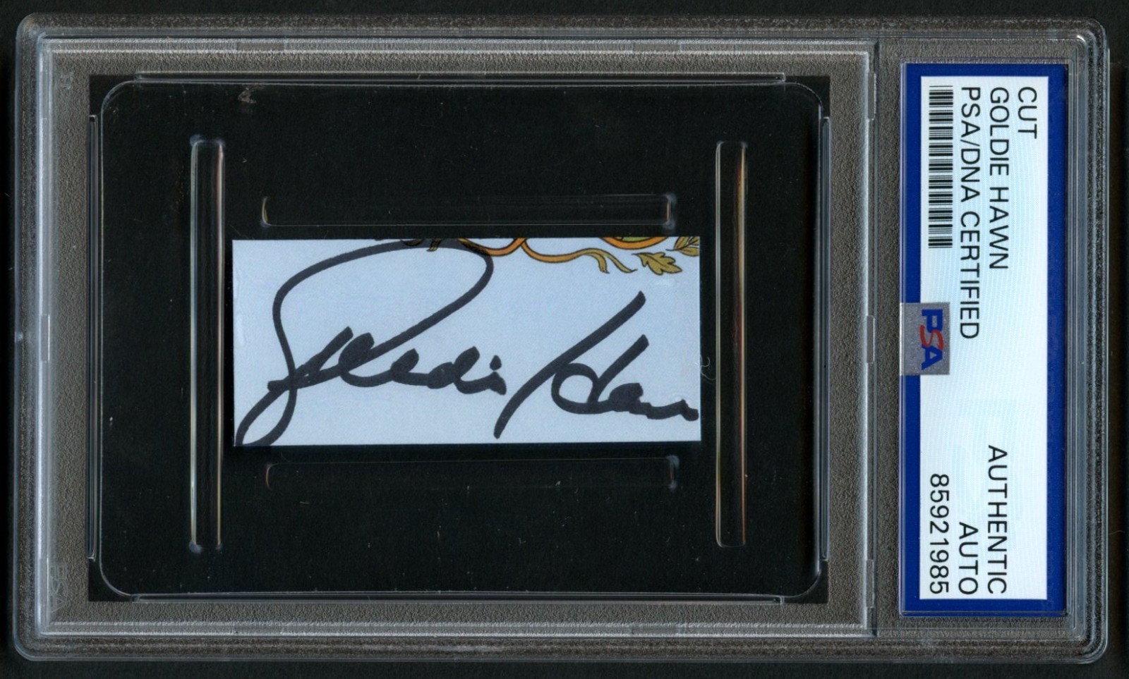 Goldie Hawn signed autograph 1x2 Cut American Actress Producer PSA Slab