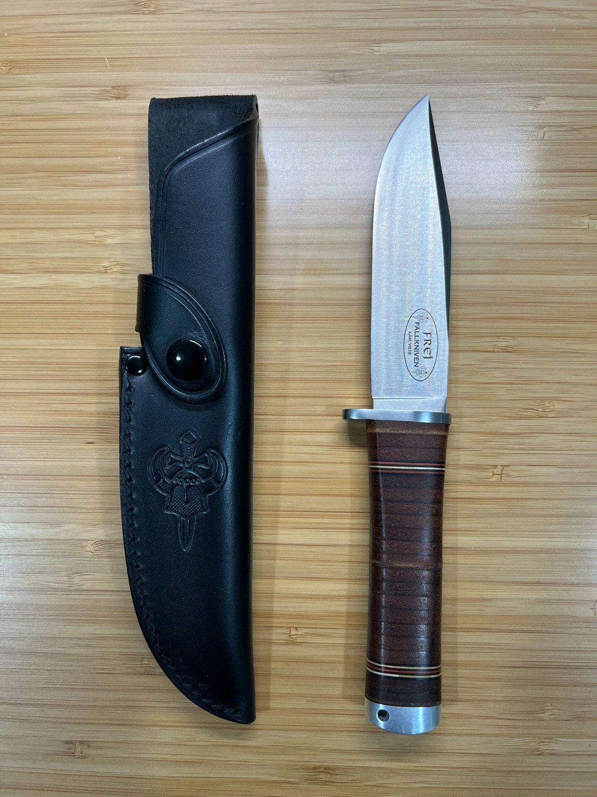 Fallkniven NL4 Northern Light Series Frey Lam VG10 Satin Blade w/ Leather Sheath