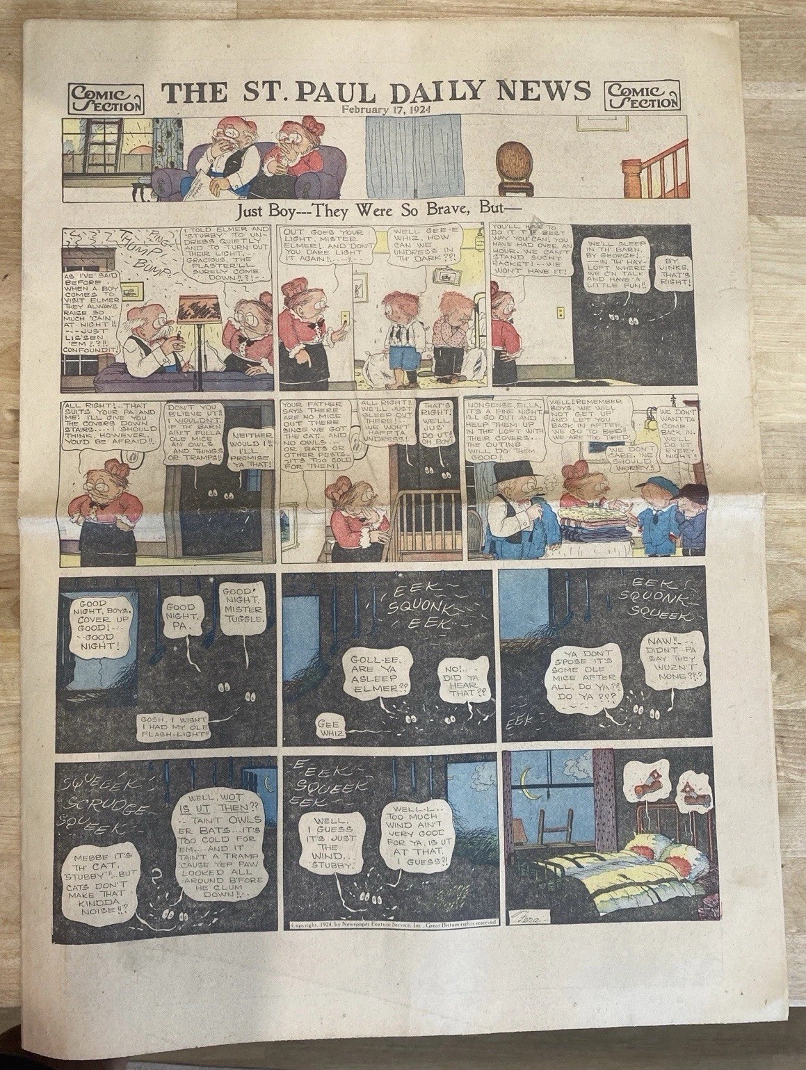 Vintage 1924 Newspaper Comic Section – St. Paul Daily News – Full Color Comics
