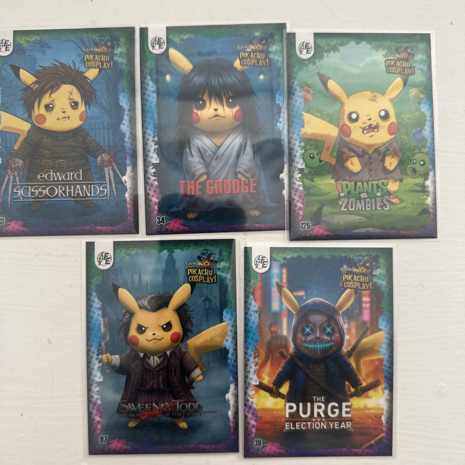 Pokémon Pikachu Cosplay lot Of 5 Cards. Various characters. Non-TCG