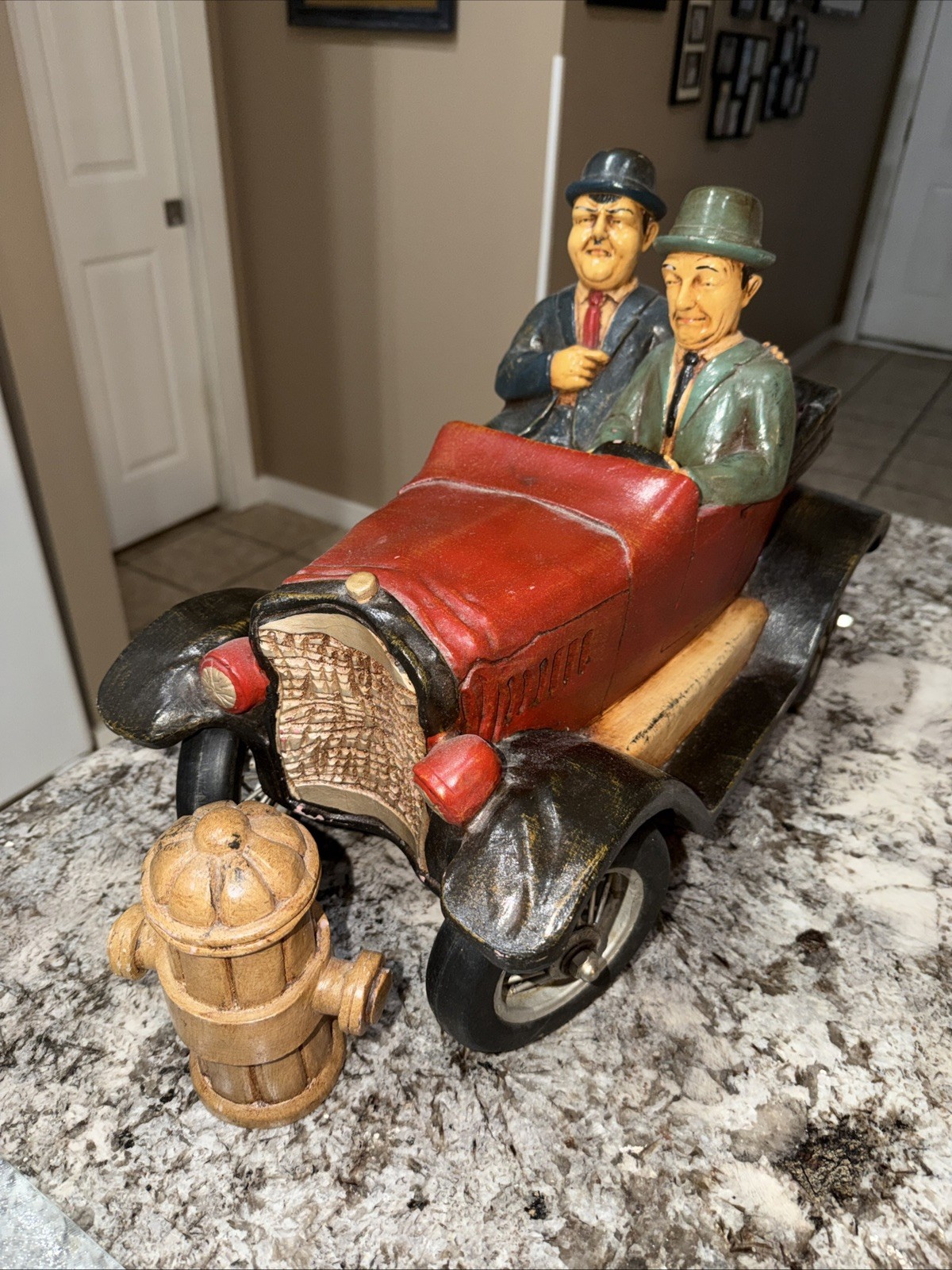 Rare Laurel & Hardy Auto Car Sculpture Figurine
