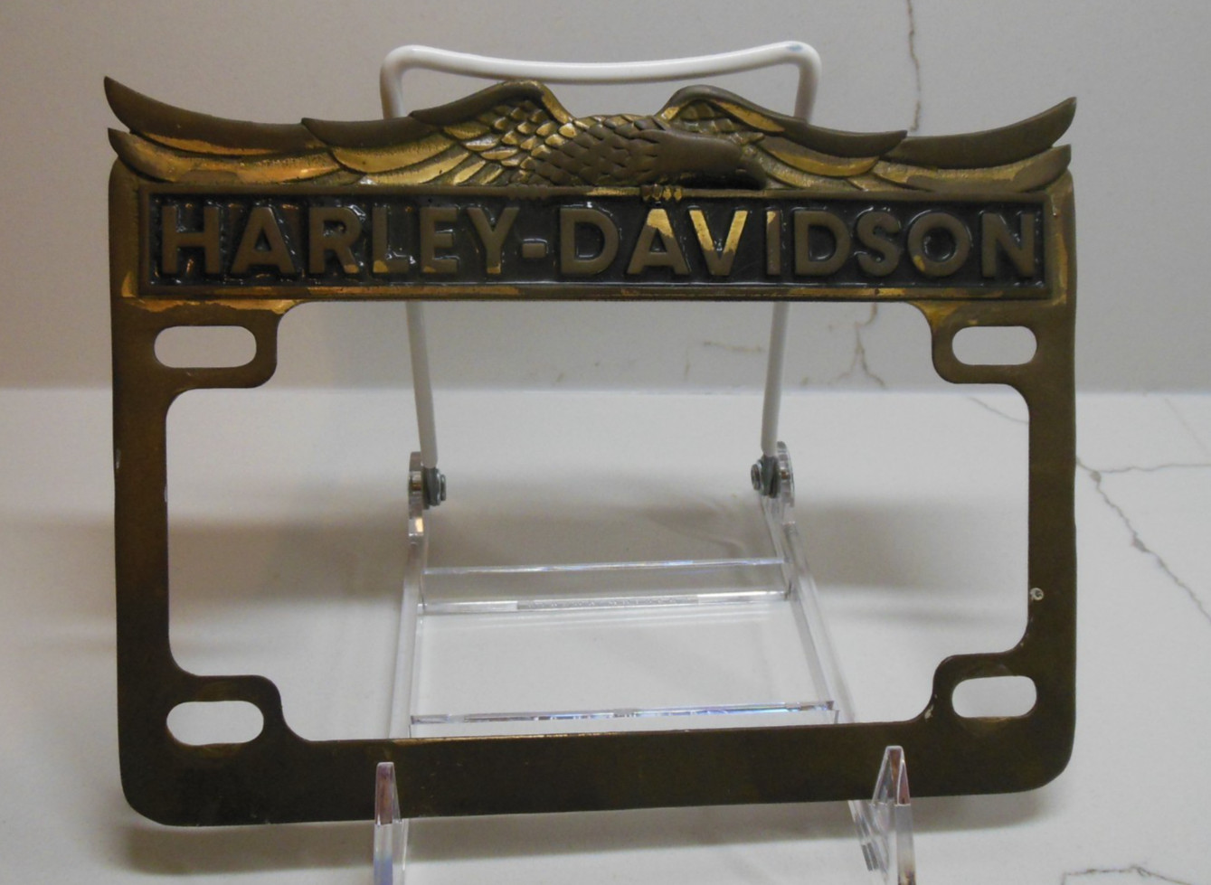 Vintage Harley-Davidson License Plate Frame Solid Brass Chrome Eagle MLF 1648 Vintage Harley-Davidson License Plate Frame Solid Brass Chrome Eagle MLF 1648