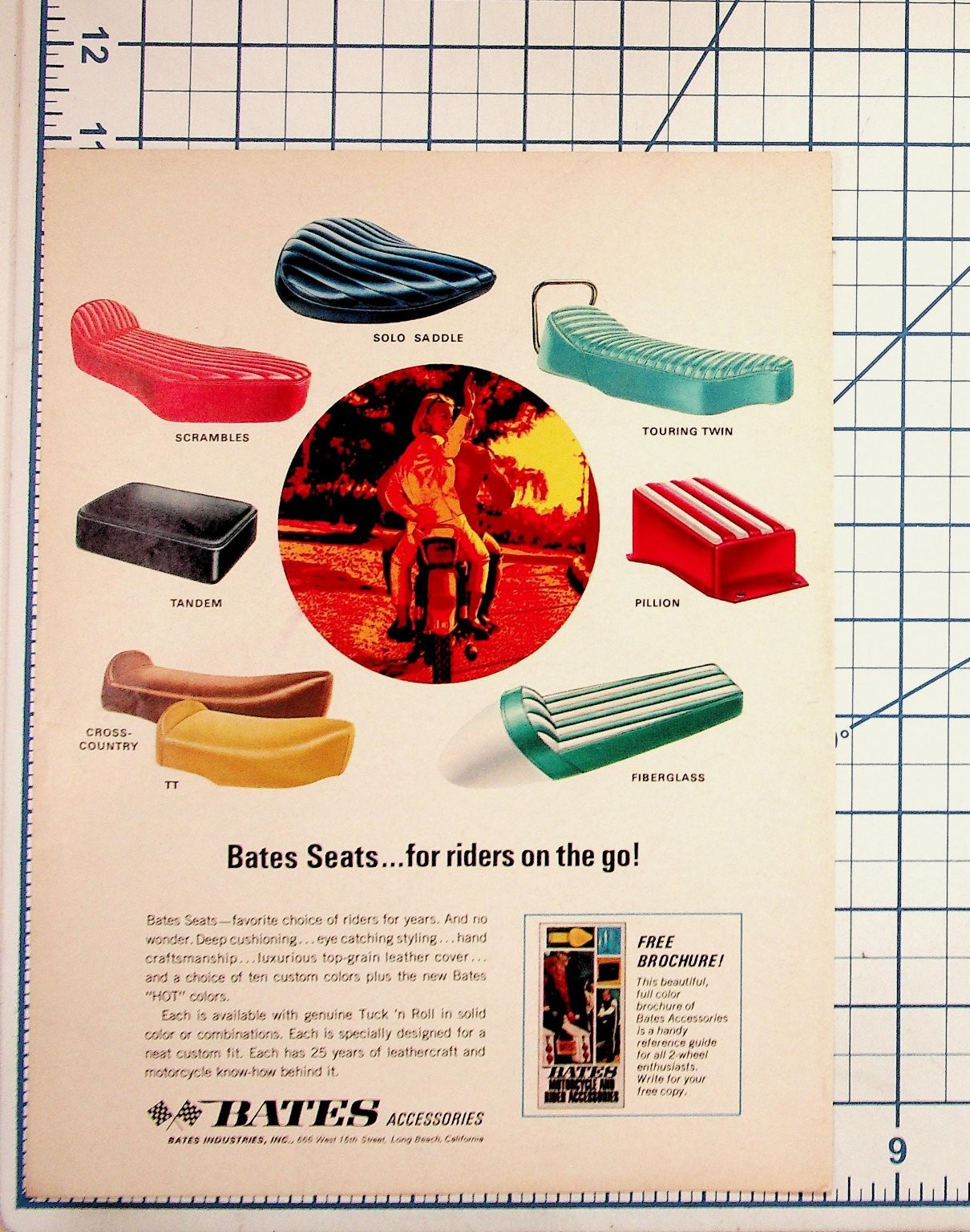 Vintage Bates Motorcycle Seats Ad 1960s 1970s Original Print Ephemera California Vintage Bates Motorcycle Seats Ad 1960s 1970s Original Print Ephemera California