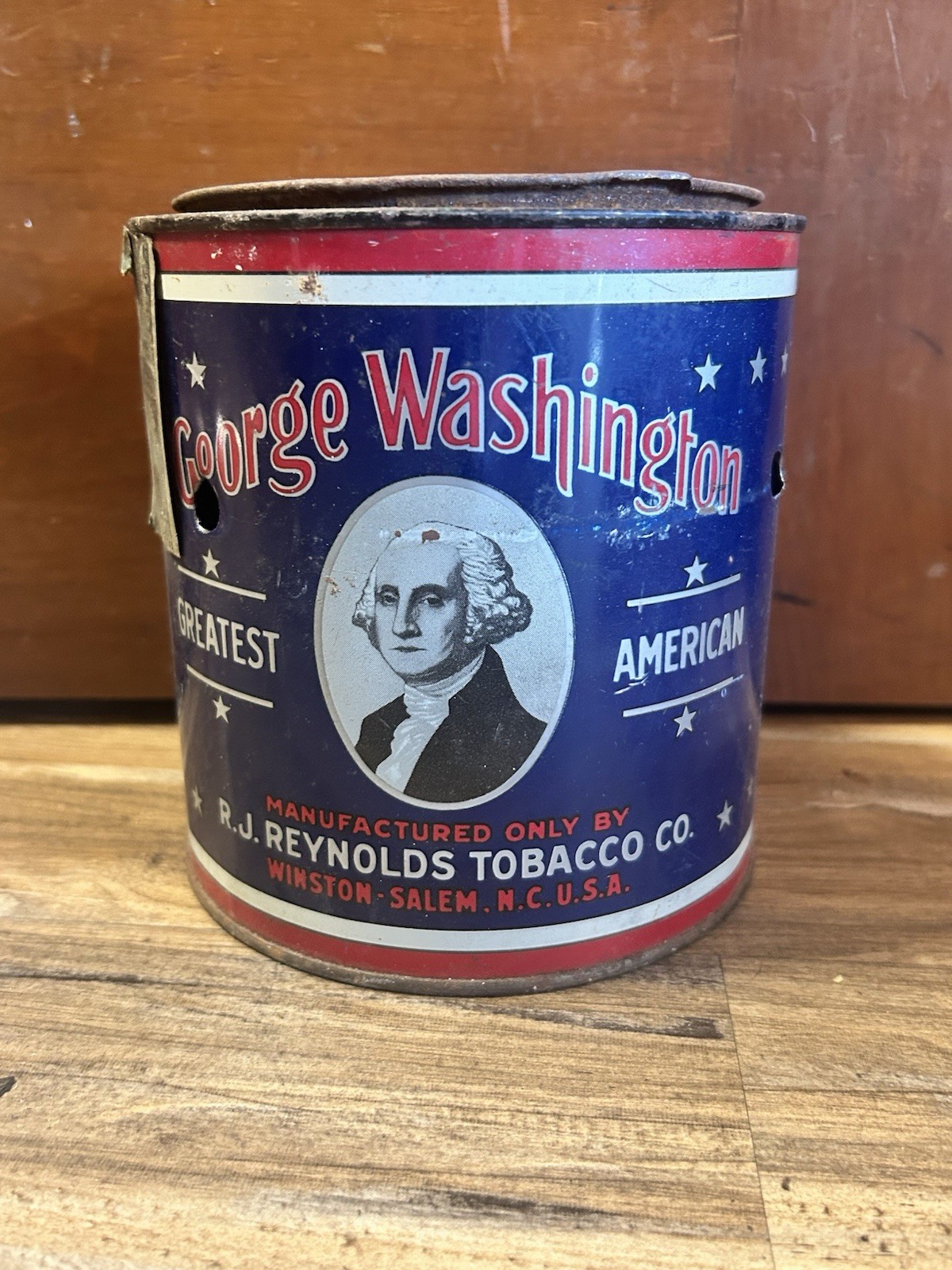 Vintage George Washington Tobacco Tin Greatest American Cut Plug R.J. Reynolds