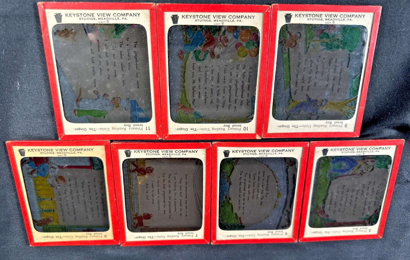 7 Vintage Keystone Glass Lantern Slides The Gingerbread Boy 1920s 7 Vintage Keystone Glass Lantern Slides The Gingerbread Boy 1920s