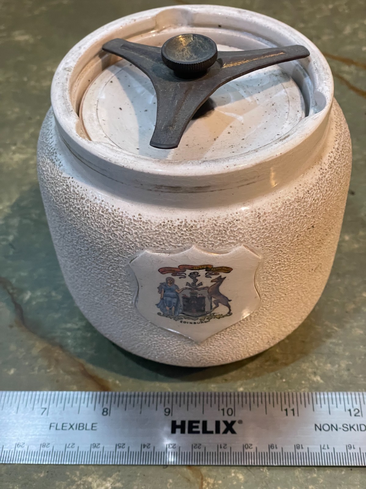 Antique Macintyre Edinburgh Armorial Tobacco Jar Humidor Burslem England c1905