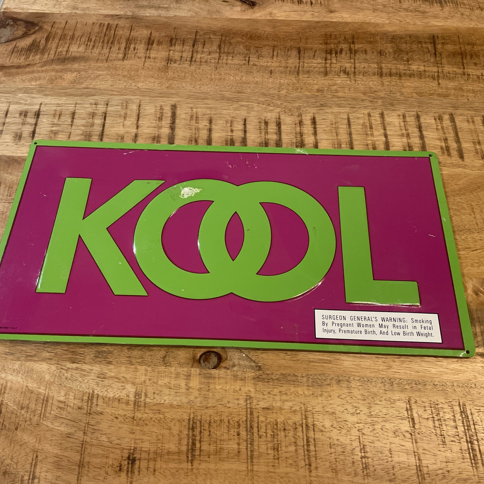 1993 Kool Cigarettes Tin Sign RARE PURPLE / GREEN Combo 17x9 READ