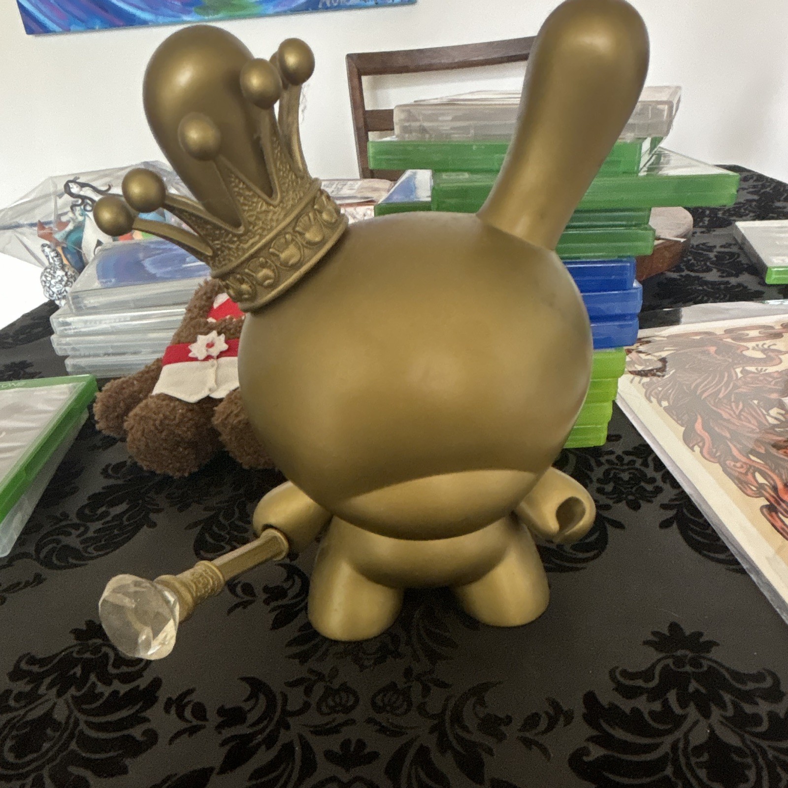 Kidrobot Dunny Gold Metallic Vinyl Art Toy Figure w/ Accessory,Tristan Eaton
