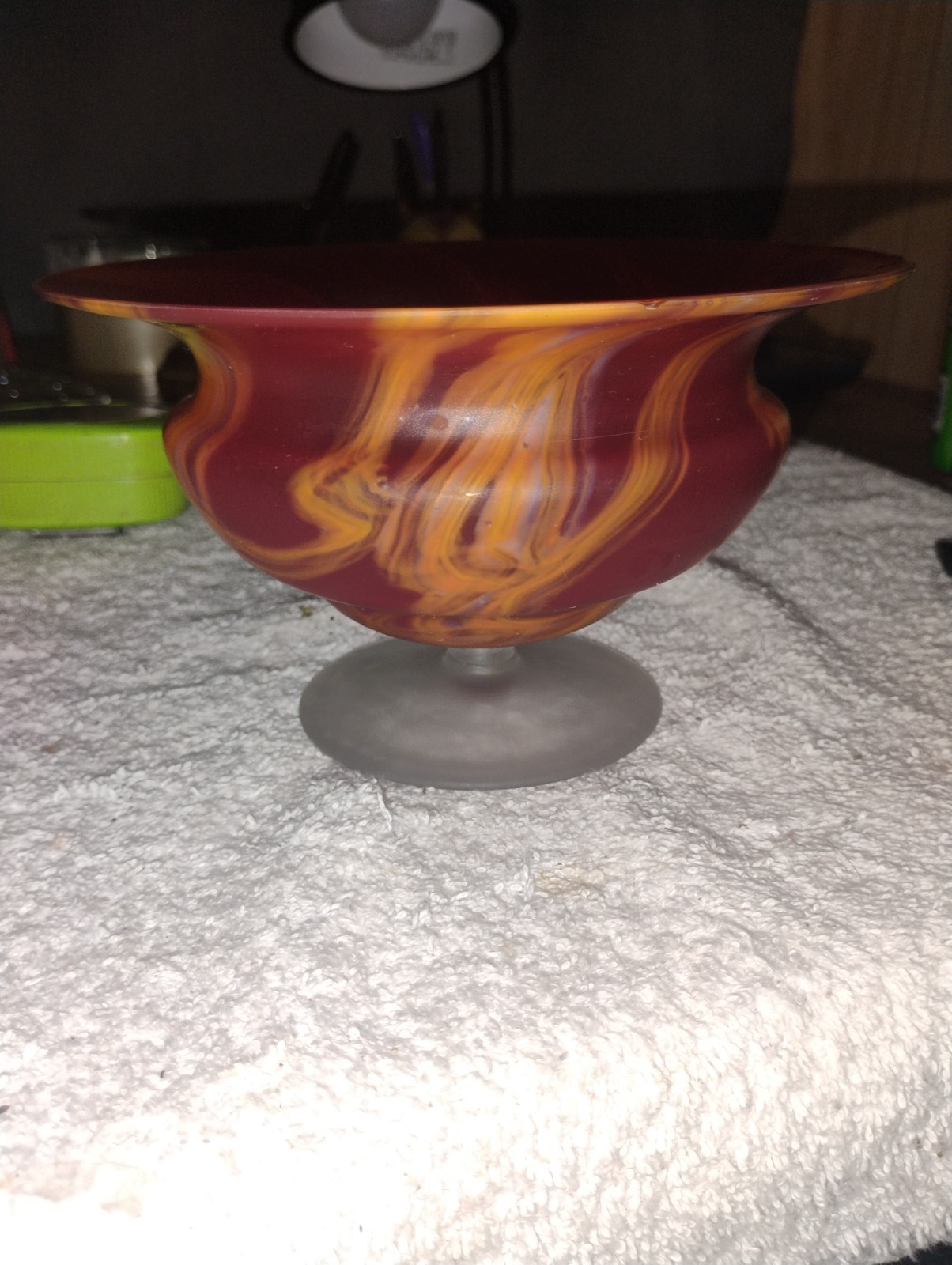 vintage slag or marbled glass bowl 