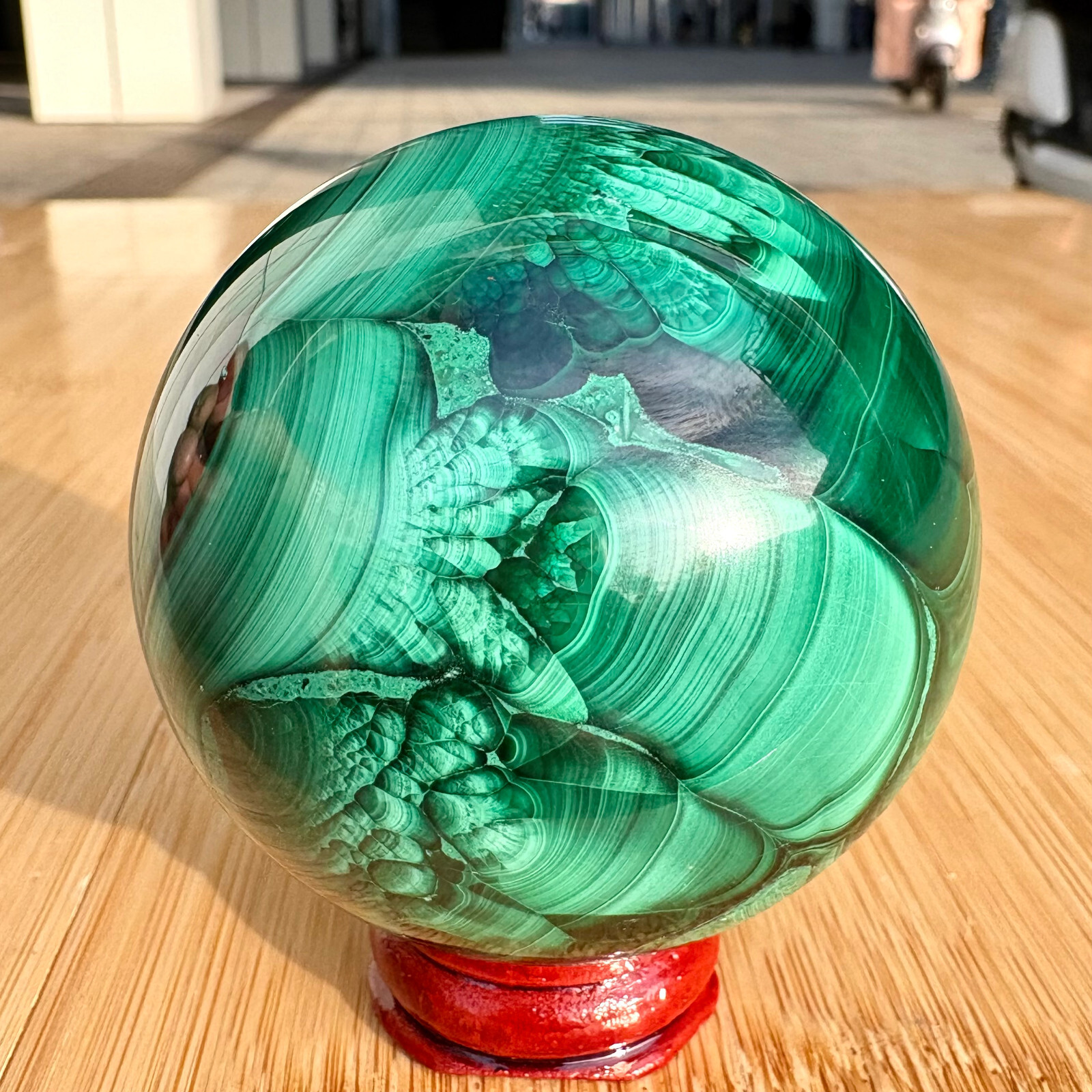 490G Rare Natural Malachite quartz hand Carved sphere Crystal Healing Gem ball