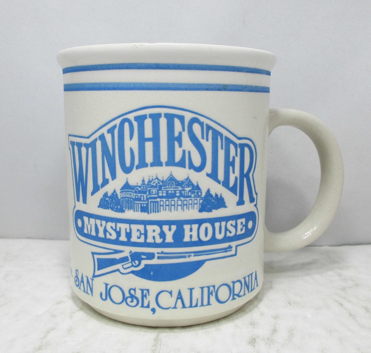 Winchester Mystery House White/Blue Embossed Ceramic Coffee Mug Winchester Mystery House White/Blue Embossed Ceramic Coffee Mug