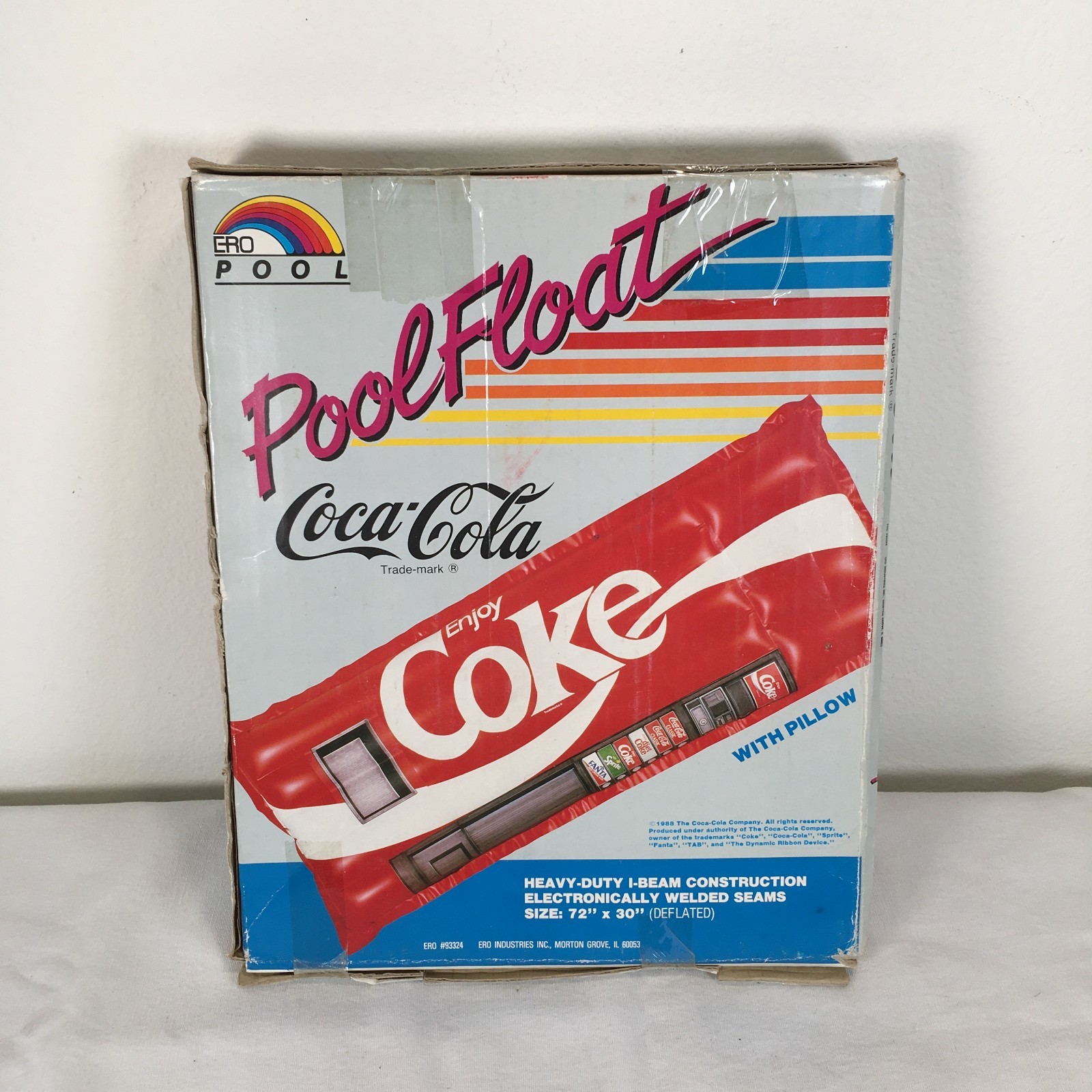 Vintage Coca Cola Coke Machine Pool Float Raft Inflatable w/Pillow 72x30\