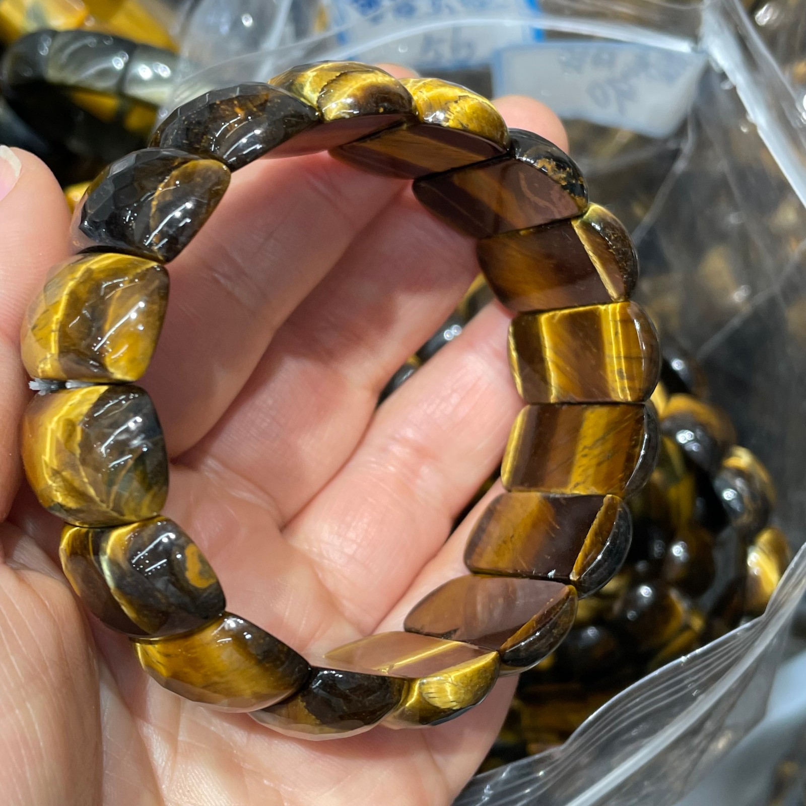 1pcs Natural Tiger Eye Stone Elastic Rope Bracelet   #45
