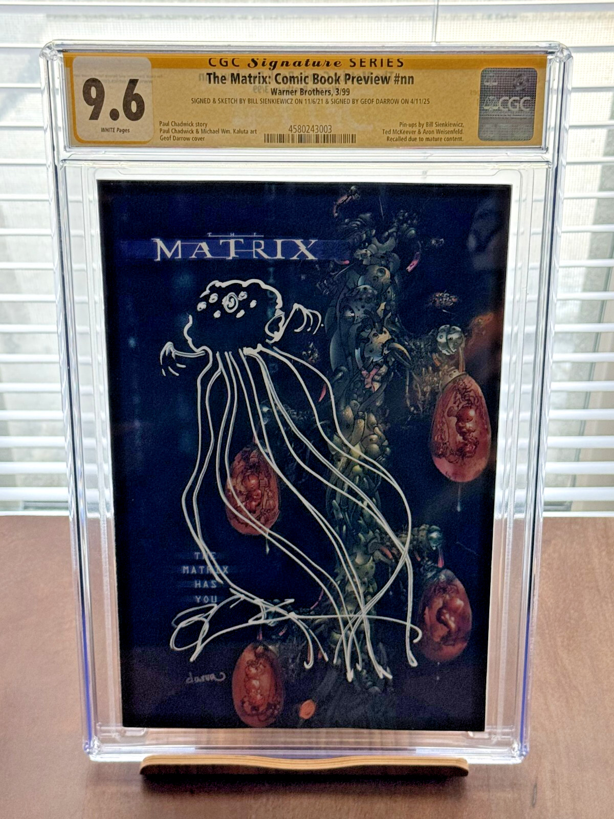 Matrix Comic Book Preview CGC SS 9.6 Sienkiewicz & Darrow 2x SIGNED + REMARKED