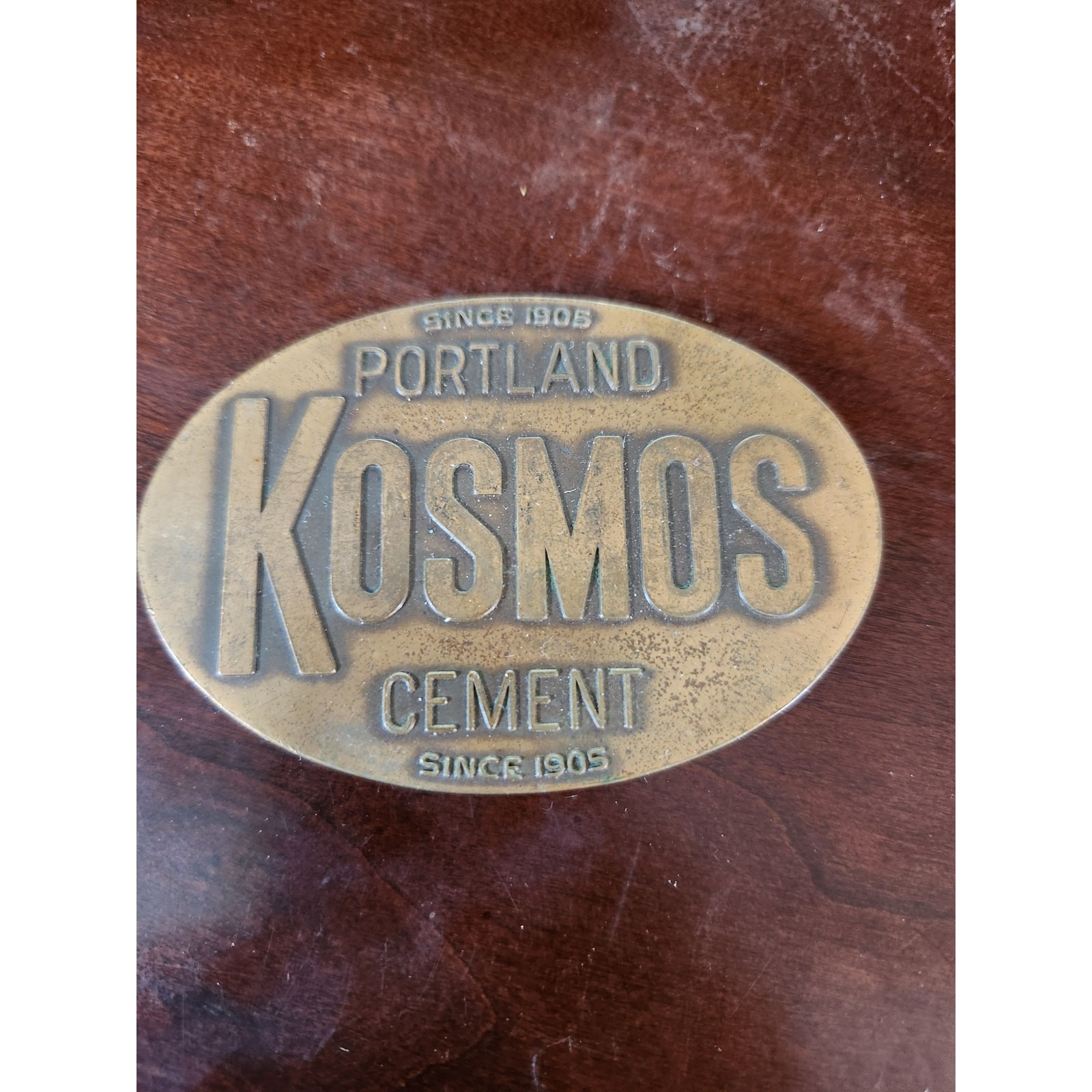 Vintage Kosmos Portland Cement & Kosmortar Brass Advertising Medallions Vintage Kosmos Portland Cement & Kosmortar Brass Advertising Medallions