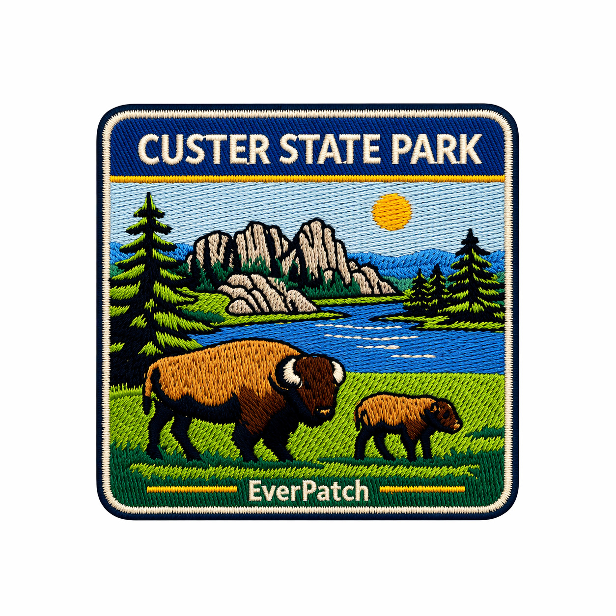 Custer State Park Patch 3” South Dakota Bison Iron On Embroidered Badge