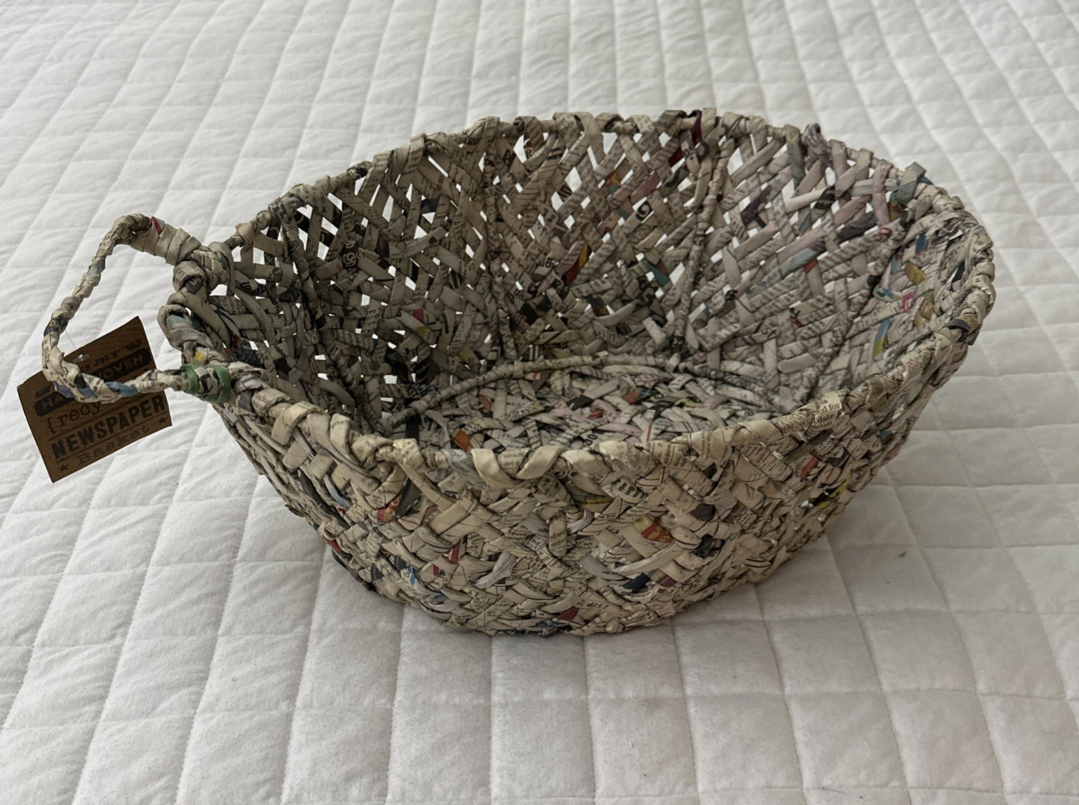 Trader Joes Hand Basket Hand Woven Recycled Newspaper One Handle Kitchen Home Trader Joes Hand Basket Hand Woven Recycled Newspaper One Handle Kitchen Home
