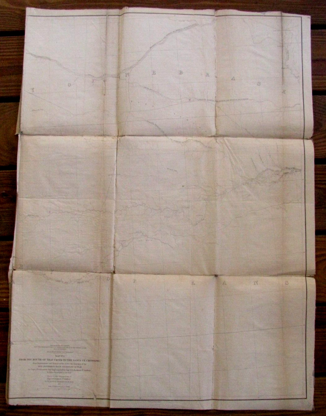 KANSAS EXPLORATION LINEN MAP GUNNISON EXPEDITION SANTA FE TRAIL 1855 KANSAS EXPLORATION LINEN MAP GUNNISON EXPEDITION SANTA FE TRAIL 1855