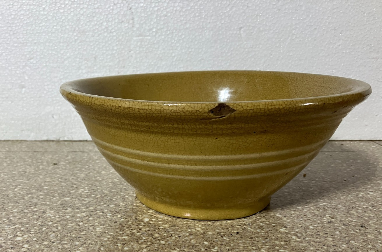 Antique McCoy Yellow Ware Striped Nesting Bowl 1880s American 10 Antique McCoy Yellow Ware Striped Nesting Bowl 1880s American 10