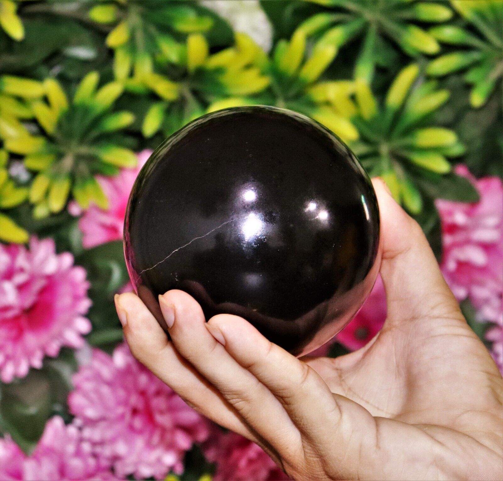 Protective Amazing 100 MM Black Tourmaline Healing Power Energy Aura Sphere Ball
